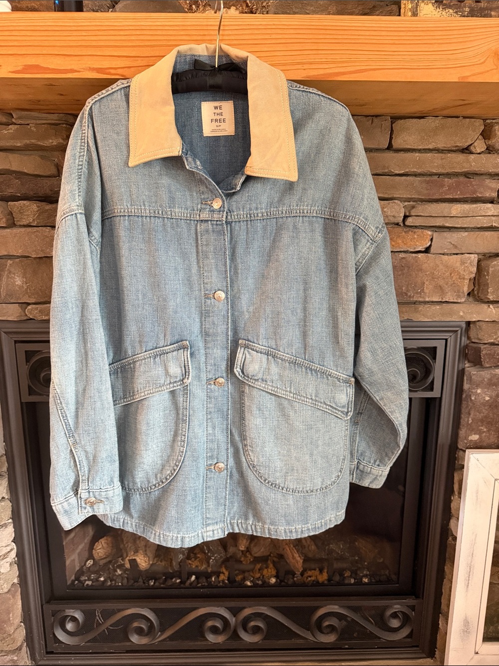 Free People “We The Free” Lemon Denim Jacket size Small - Picture 3 of 13
